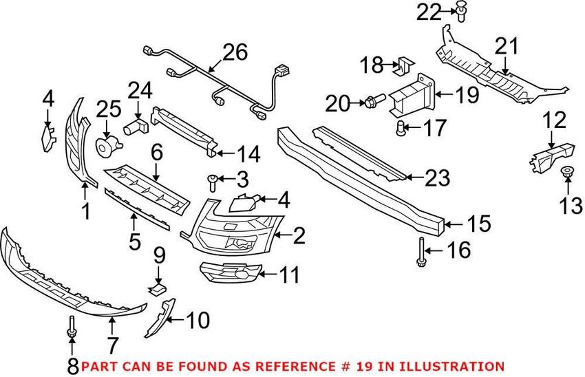 Audi Bumper Impact Bar Bracket - Front Passenger Side 8R0807134C